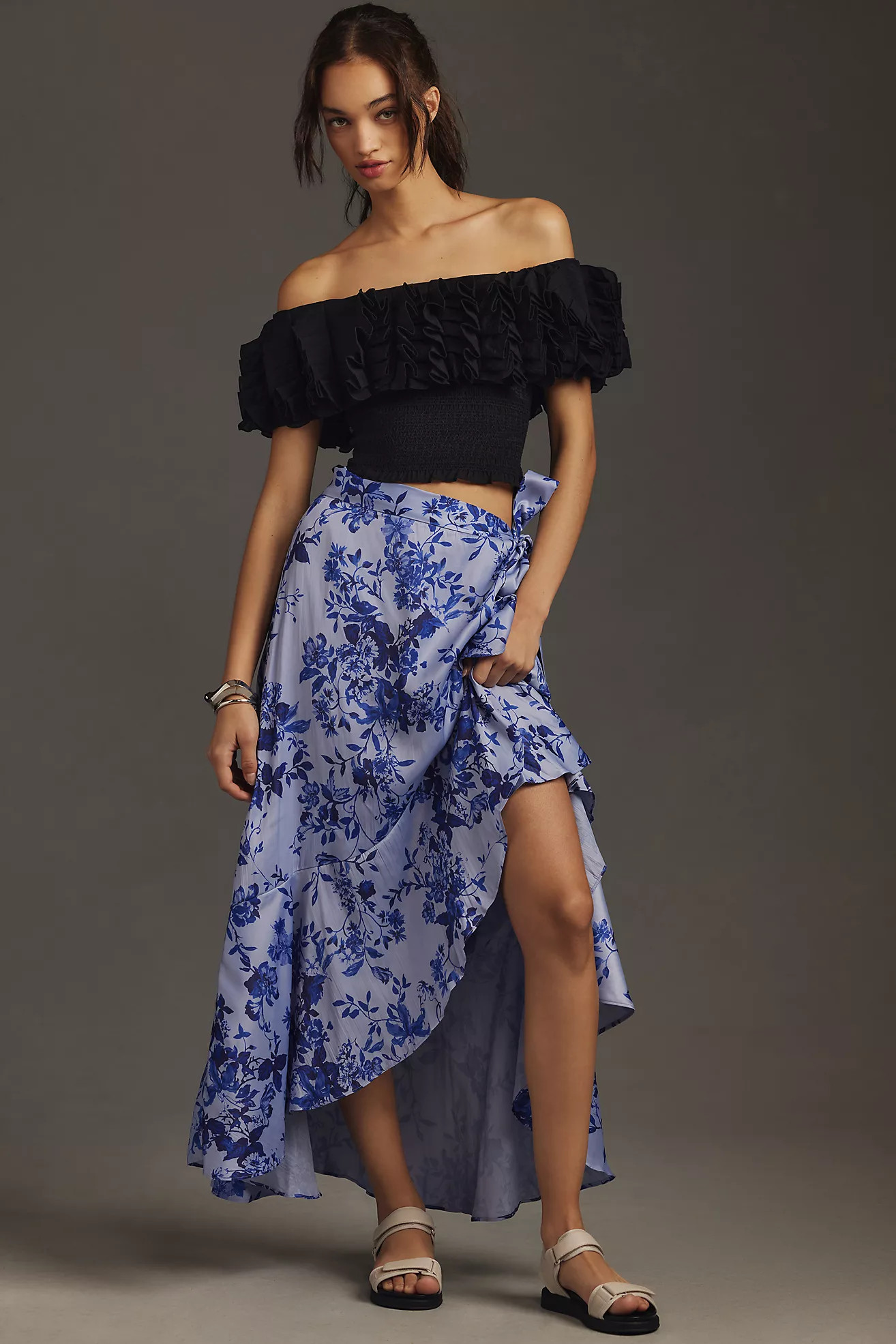 Maeve Ruffled Wrap Maxi Skirt | Anthropologie (US)