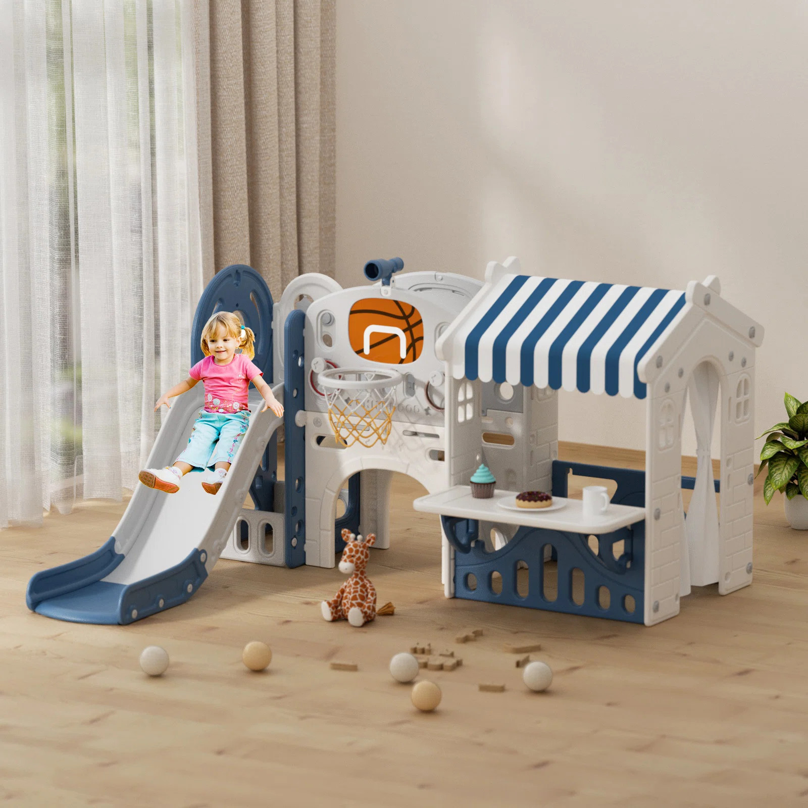 GLAF 10 in 1 Toddler Slide with Playhouse, Kids Slide Indoor Outdoor Playset | Wayfair North America