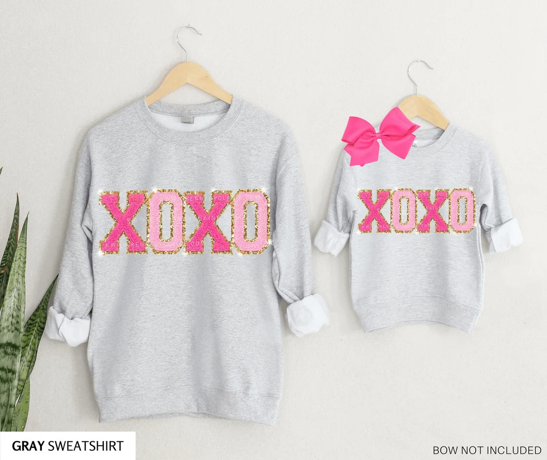 Chenille Patch Valentines Day Sweatshirt, Valentine Shirts for Women and Girl, Mommy and Me Outfi... | Etsy (US)