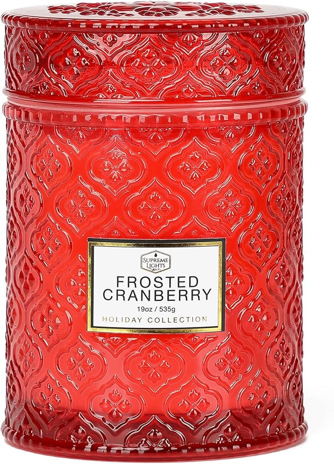Frosted Cranberry Luxury Scented Candles - 19oz, 88hr Burn Time, Perfect Christmas Gifts for Wome... | Amazon (US)