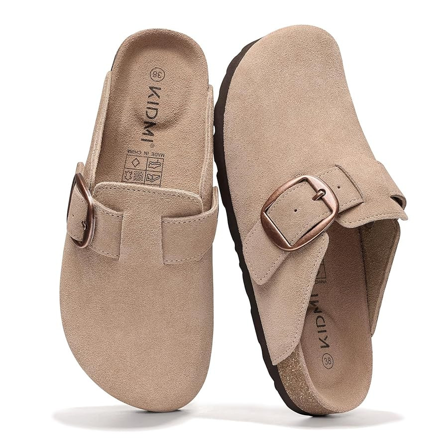 KIDMI Genuine Suede Clogs for Women Memory Foam Cork Footbed Potato Shoes Slip On Leather Mules w... | Amazon (US)