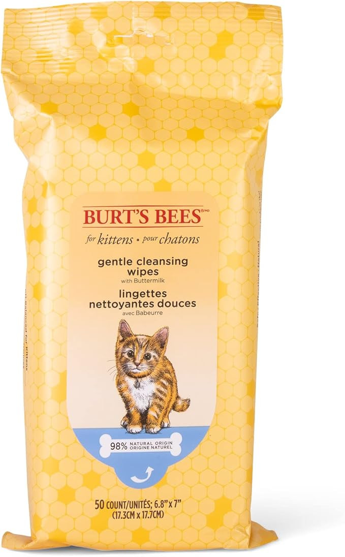 Burt's Bees for Pets Kitten Grooming Wipes with Buttermilk and Honey, Waterless Cat Bath Wipes fo... | Amazon (US)