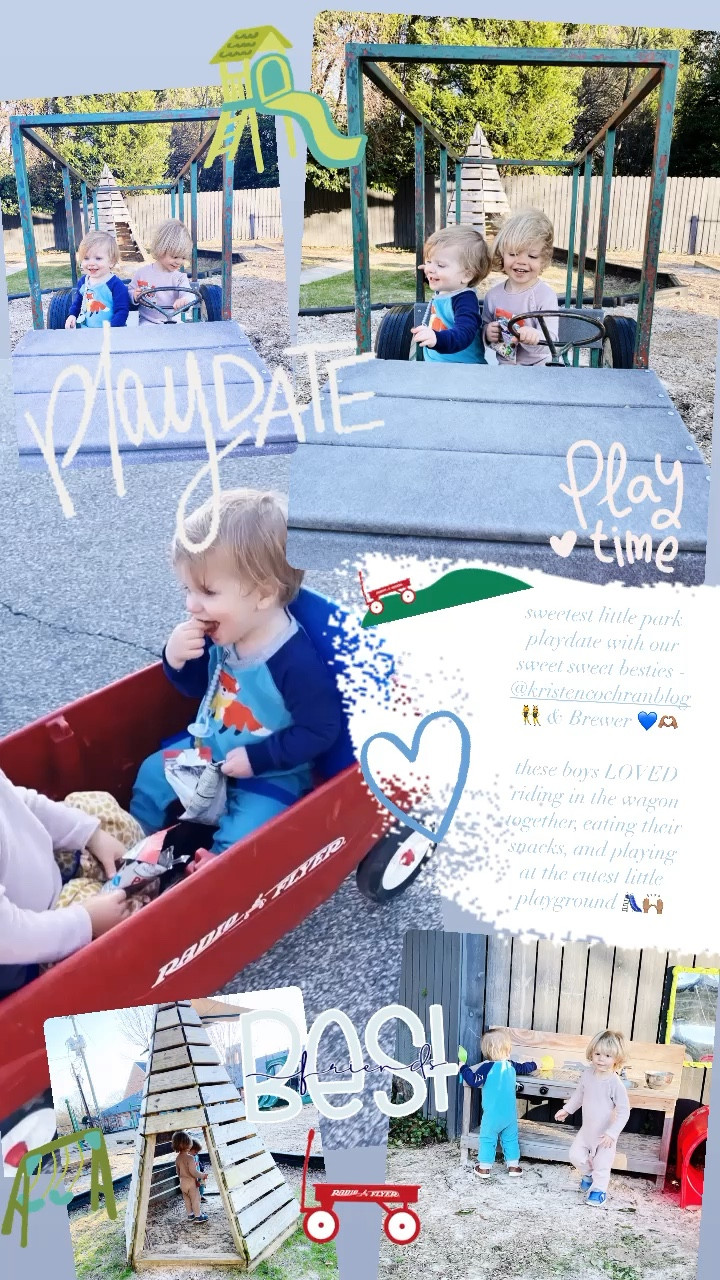 sweetest little park playdate with our sweet sweet besties - @kristencochranblog 👯‍♀️ & Brewer 💙🫶🏽

these boys LOVED riding in the wagon together, eating their snacks, and playing at the cutest little playground 🛝🙌🏽

#LTKbaby #LTKfamily #LTKhome