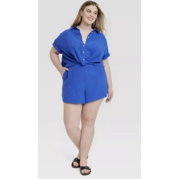 NEW Universal Thread Blue Lightweight Gauze Pull-On Shorts | Poshmark