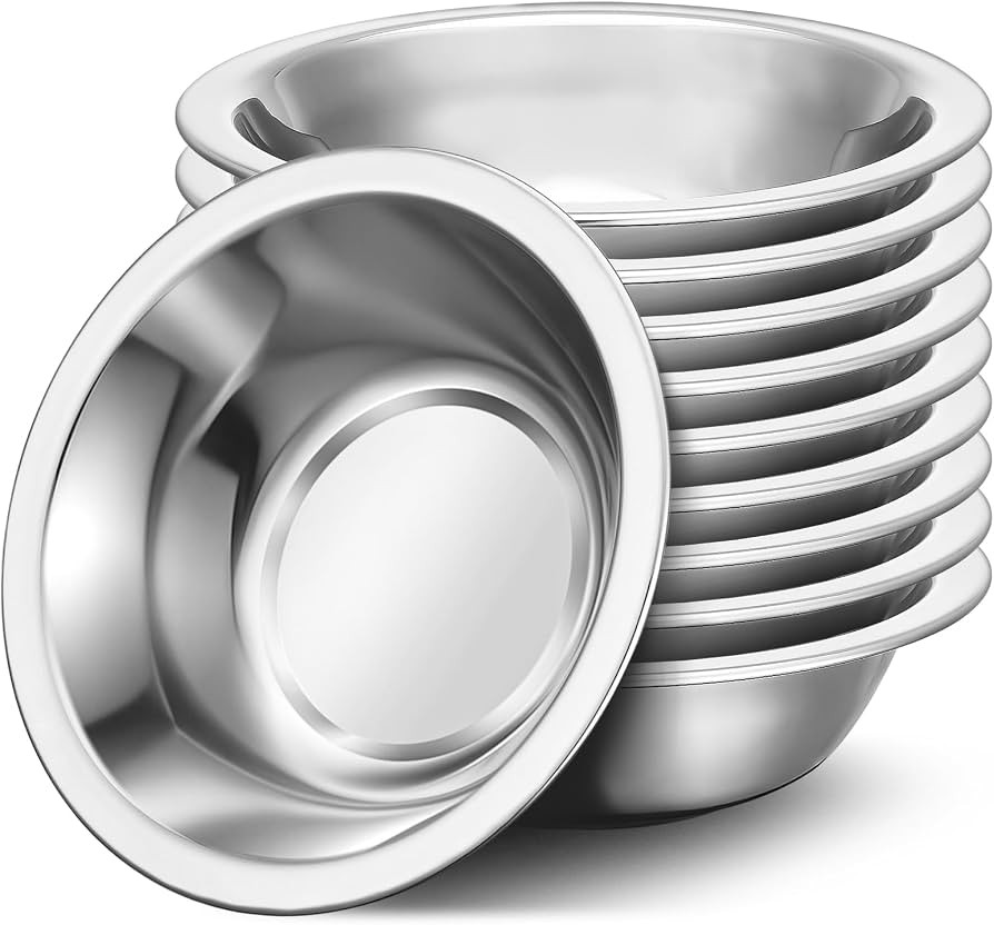 12 Pack Stainless Steel Mixing Bowls,18CM Wide Round Soy Food Dipping Bowls Medium Dish Snacks Bo... | Amazon (UK)