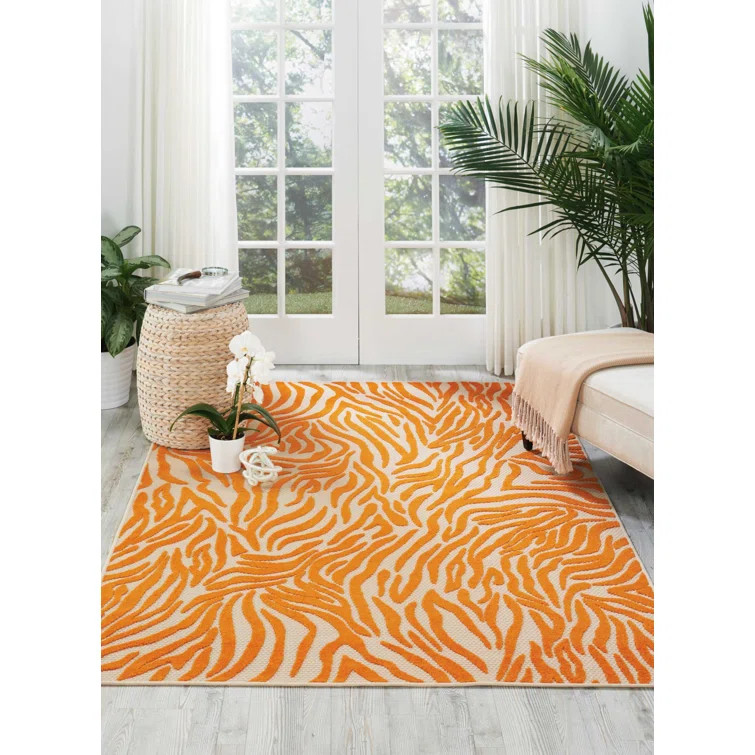 Marazi Animal Print Indoor / Outdoor Area Rug in Orange | Wayfair North America