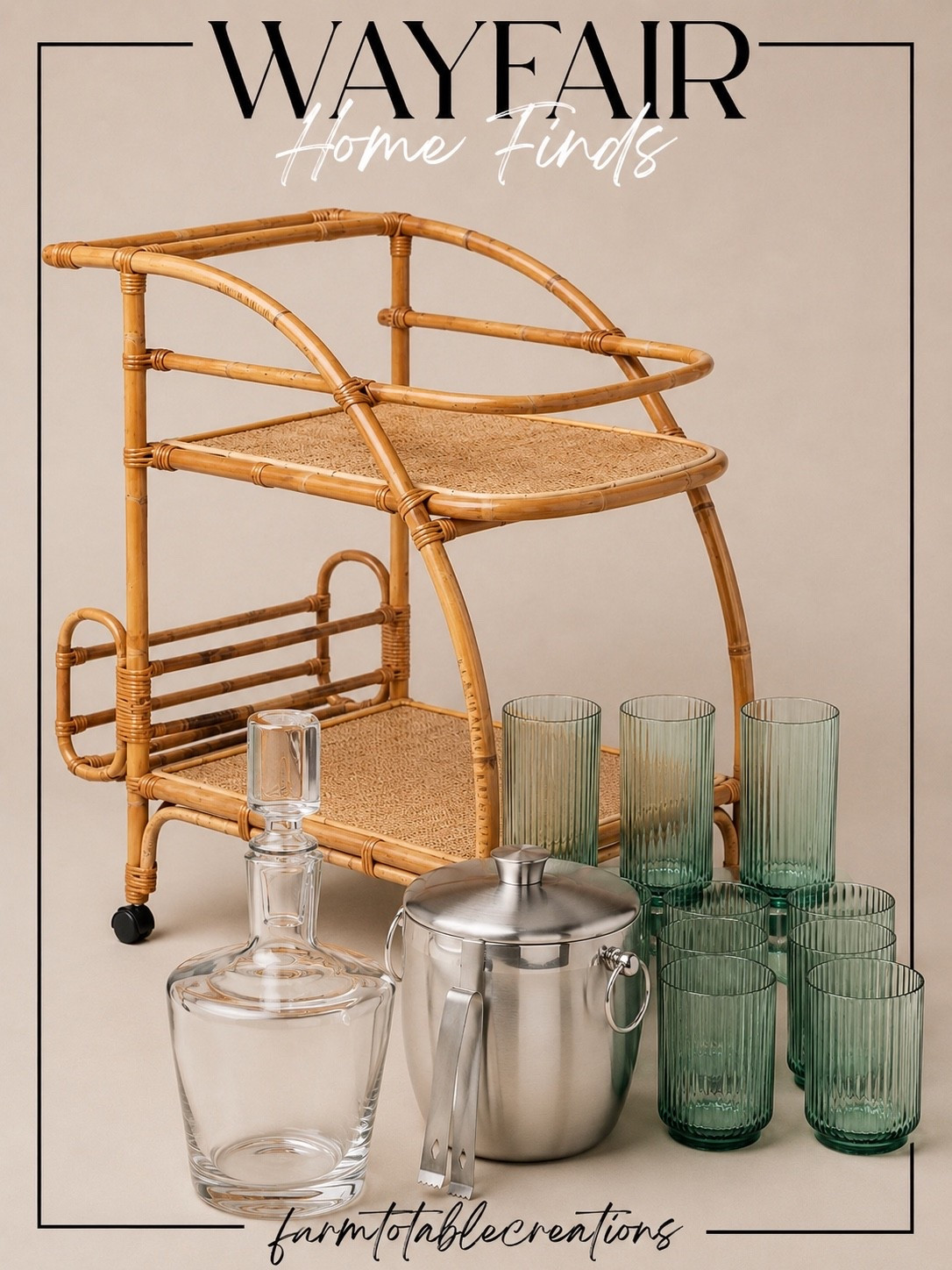 Outdoor Entertaining Must-Have 🍹✨

This beautiful rattan bar cart is the ultimate addition to your patio, porch, or backyard entertaining space. Styled with sparkling water, favorite beverages, elegant glassware, and an ice bucket, it creates a resort-inspired setup that makes hosting feel effortless. The warm natural texture and timeless design blend perfectly with any outdoor aesthetic while keeping everything you need within reach.

Whether you’re serving summer cocktails, mocktails, or refreshing drinks for family and friends, this bar cart instantly elevates your outdoor gatherings and creates that cozy, collected entertaining vibe.

Follow @farmtotablecreations on Instagram for more cozy home finds and trending decor.

#LTKHome #OutdoorLiving #PatioDecor #OutdoorEntertaining #BackyardInspo #SummerHosting #OutdoorStyle #BarCartStyling #CozyOutdoorSpaces #PatioSeason #BackyardDecor #OutdoorFurniture #HomeDecorFinds #ModernFarmhouseStyle #McGeeAndCoInspired #OutdoorOasis #EntertainingAtHome #WalmartHome #WayfairFinds #FarmToTableCreations

#LTKSeasonal #LTKSaleAlert #LTKHome