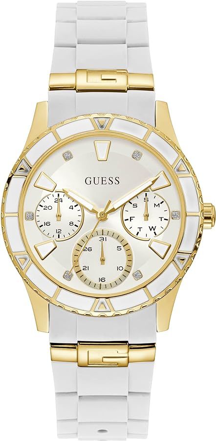 GUESS Gold-Tone + Iconic Red Stain Resistant Silicone Watch with Day | Amazon (US)