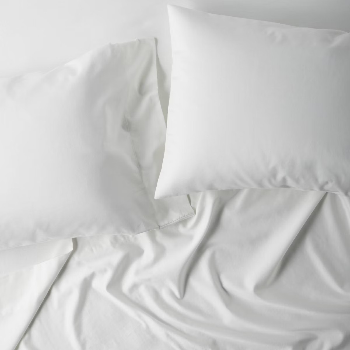 Queen 500 Thread Count Washed Supima Sateen Solid Sheet Set White - Casaluna™ | Target