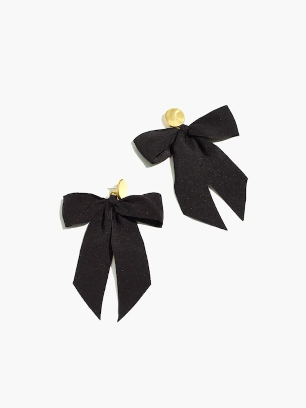 NEW Madewell | Satin Black Bow Drop Gold Statement Earrings | Poshmark
