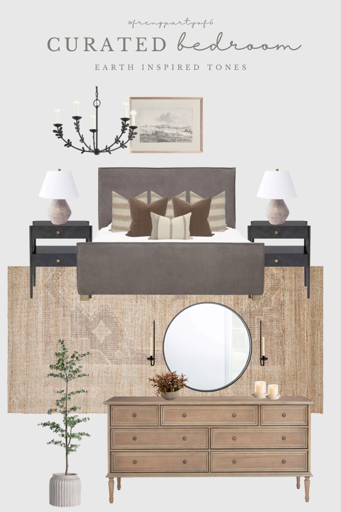 The prettiest bedroom! I’m all about those earth tones lately, especially with fall right around the corner. This is a mix of high and low pieces, and this bed frame is so pretty and under $1k!

Bedroom design, bedroom furniture, nightstands, lamps, area rug, dresser, round mirror, olive tree, interior decor

#LTKFind #LTKhome #LTKstyletip