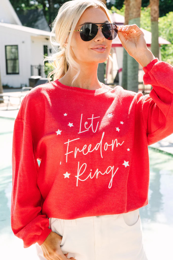 Let Freedom Ring Red Graphic Corded Sweatshirt | The Mint Julep Boutique