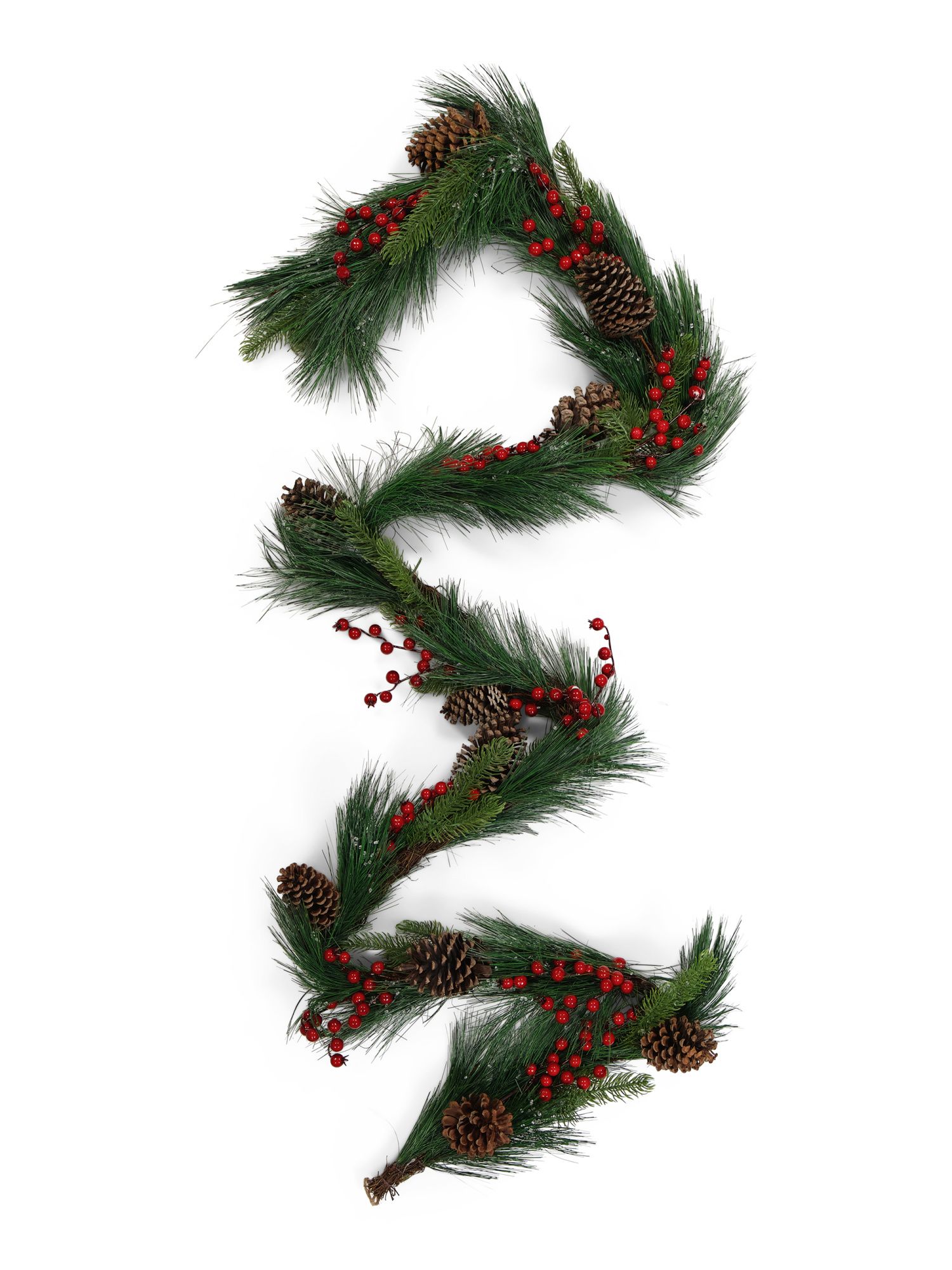 9ft Iced Pine Garland With Berries And Pinecones | TJ Maxx