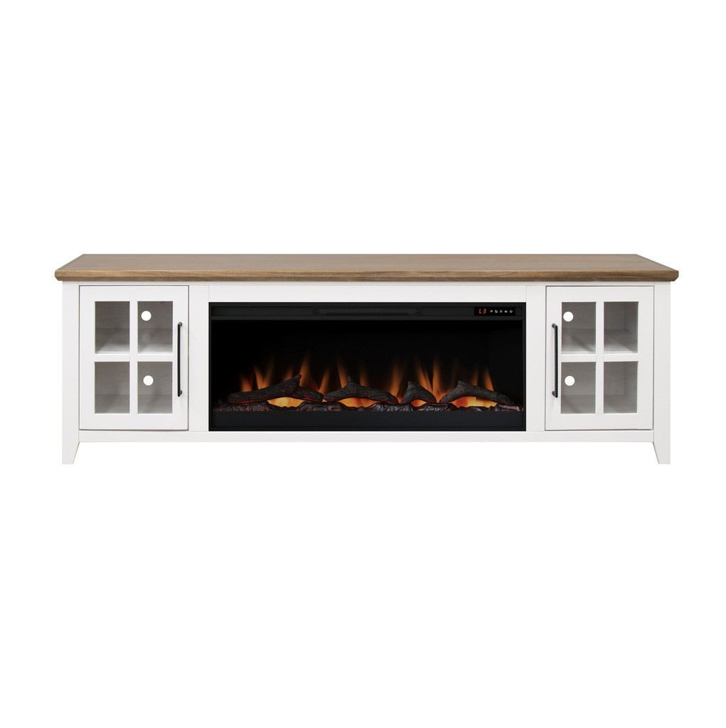 Providence 83 Inch Fireplace TV Stand In White and Barnwood | 1stopbedrooms