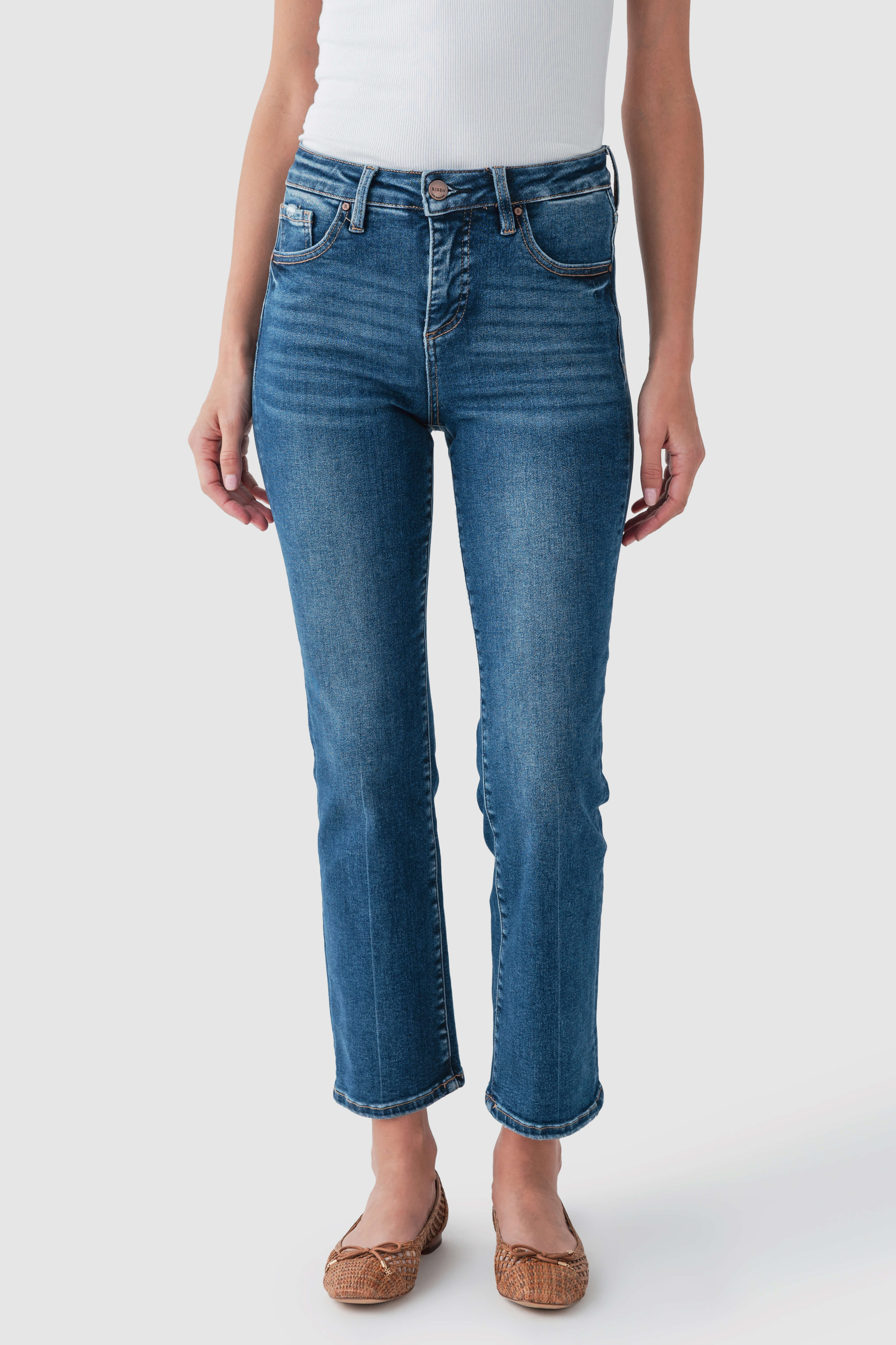 Risen Trish High Rise Straight Crop Jeans | Social Threads