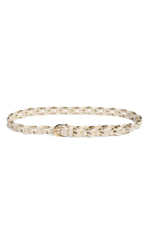 Madewell Metal Ring Woven Belt in Leather in Vintage Muslin at Nordstrom, Size Xx-Small | Nordstrom