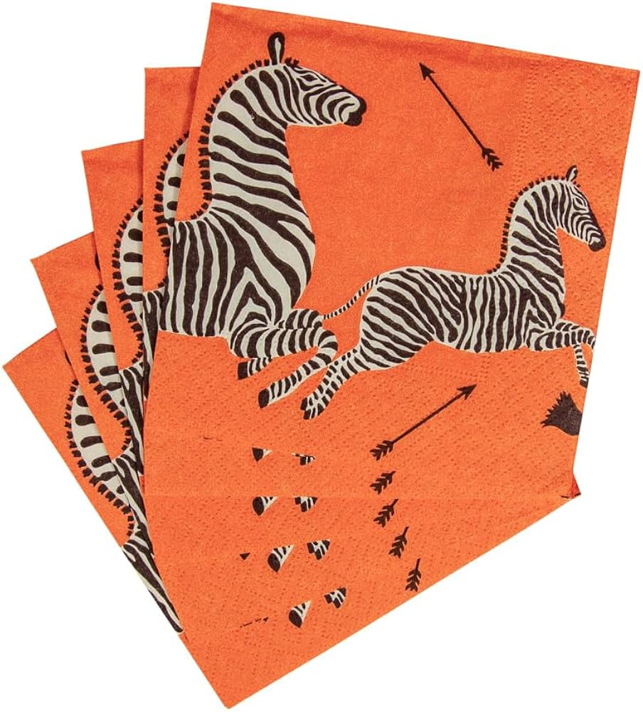 Caspari Zebras Orange Cocktail Napkins - 20 Per Package, 2 Packs | Amazon (US)