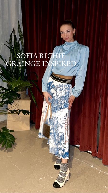 Muted luxury look 
Blue style 
Mock neck silk top 
Amazon fashion 
Sofia Richie Grainge Style 

#LTKfindsunder100 #LTKxPrime #LTKwedding