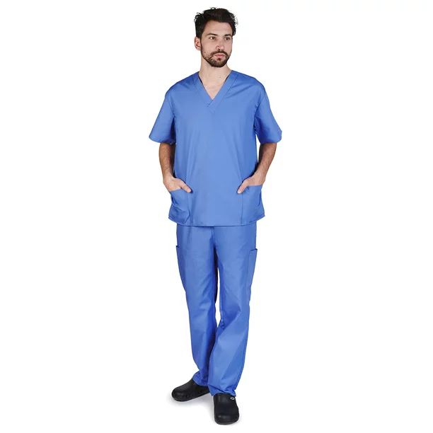 Natural Uniforms Men Scrub Set, Men Medical Uniforms 102 (Ceil Blue, Large) - Walmart.com | Walmart (US)