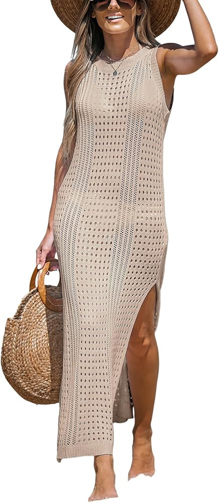 CUPSHE Women Cutout Bodycon Maxi Cover-Up Dress Crew Neck Sleeveless Cover Up Summer | Amazon (US)
