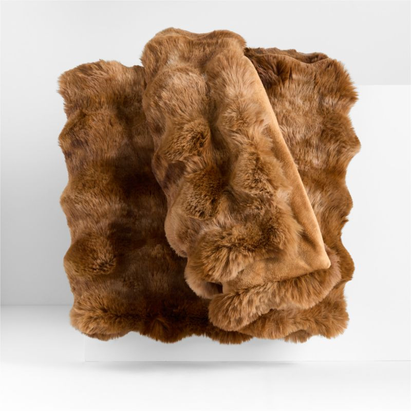 Textured Faux Fur 70"x55" Maple Brown Throw Blanket + Reviews | Crate & Barrel | Crate & Barrel
