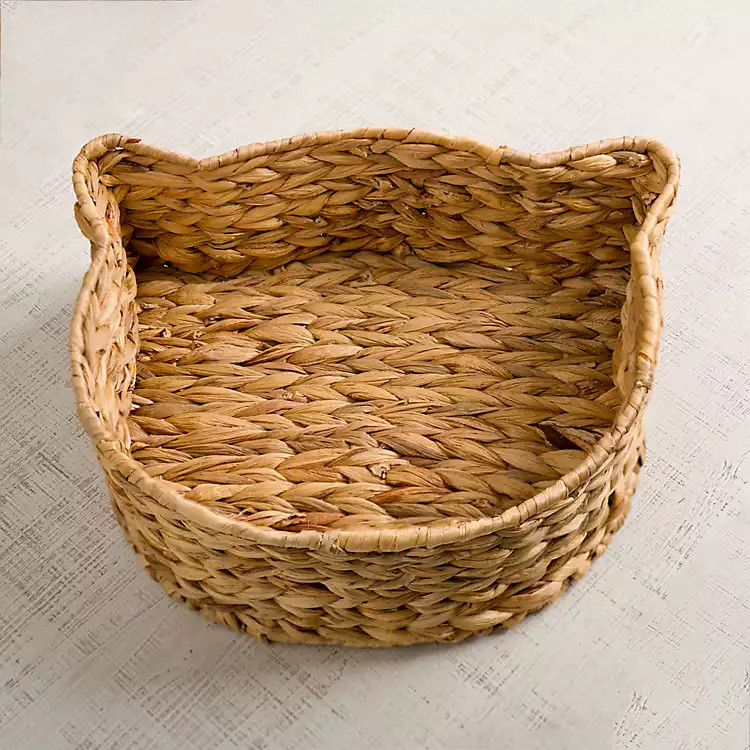 Cat Shaped Natural Hyacinth Basket | Kirklands