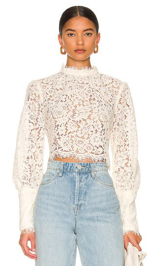 Georgia Lace Top in Oyster | Revolve Clothing (Global)