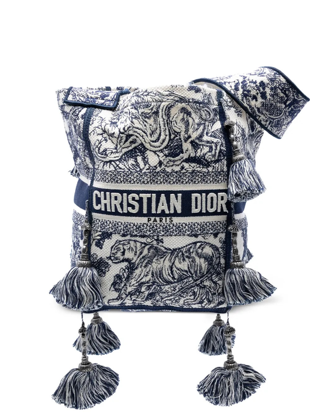 Christian Dior Pre-Owned 2021 Canvas Embroidered Toile De Jouy D Bubble bucket bag - Blue | Farfetch Global