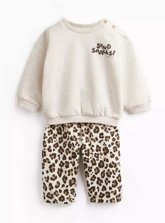 Buy Grey Send Snacks Graphic Sweatshirt & Joggers Set 3-6 months | Outfits and sets | Tu | Tu Clothing