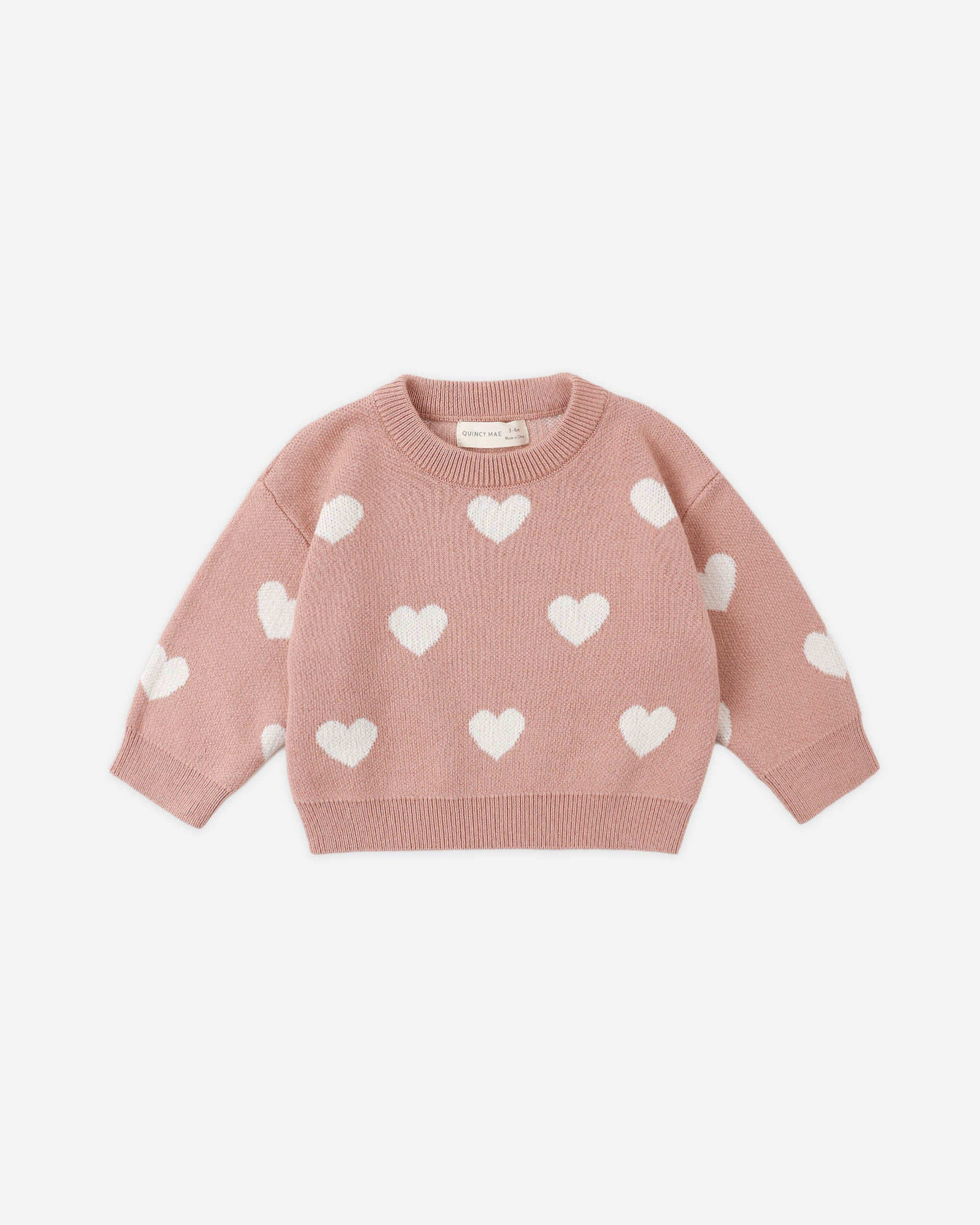 Heart Knit Sweater Pink | Rylee + Cru
