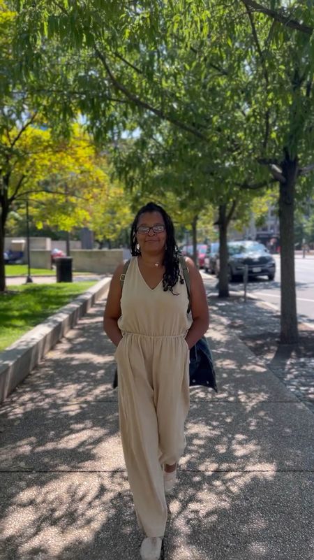 Absolutely love my comfy Linen Jumpsuit! I wore this on a really warm day and we did a lot of walking and i stayed cool and comfortable! Comes in 4 colors! @target #targetfashion | neutral style 

#LTKFindsUnder50 #LTKStyleTip #LTKOver40