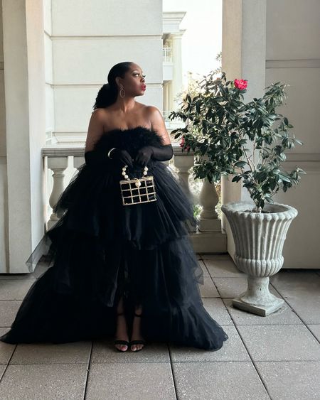 I was asked to do a “low” price point look for a gala, opera, or black tie event. A woman can look refined at multiple price points. Below are exact and related items to recreate the look. Great style is not synonymous with a certain price point. 

(Dress-as pictured is @fashionnova “Livia Feather Tulle Gown-Black”). It cannot be linked and available on brand site. Dress is true to size or go up a size if you’re considered more top heavy, since the gown 
 has a zipper. Shoe suggestion-black suede or satin strap heel. 

#LTKfindsunder100 #LTKSeasonal