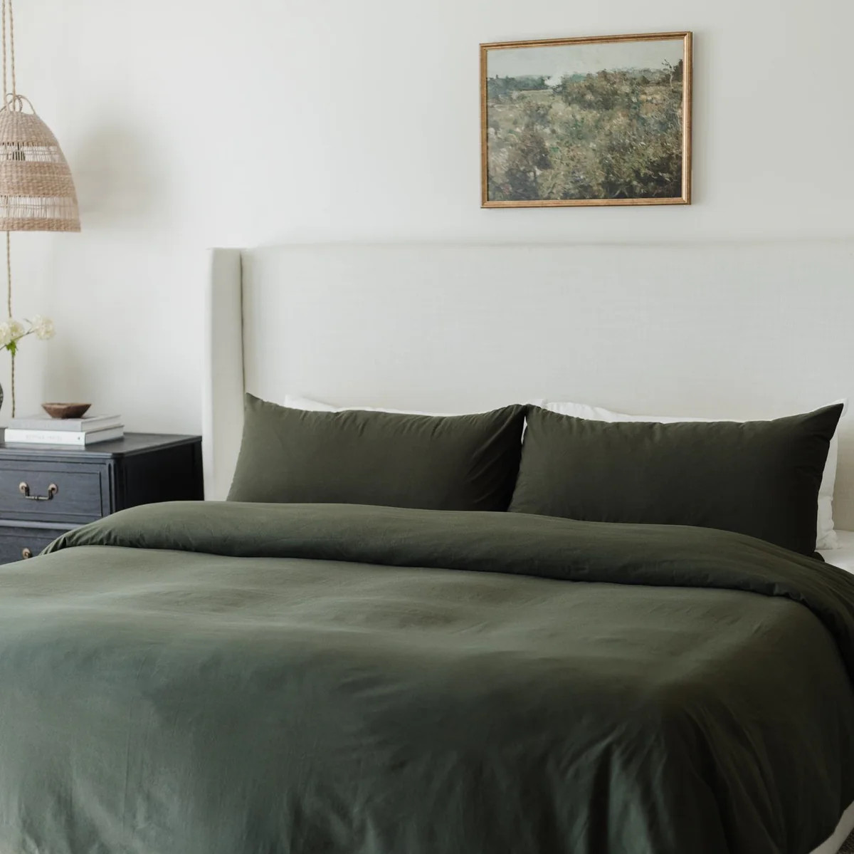 King Duvet Cover Bundle in Olive | Woven Nook