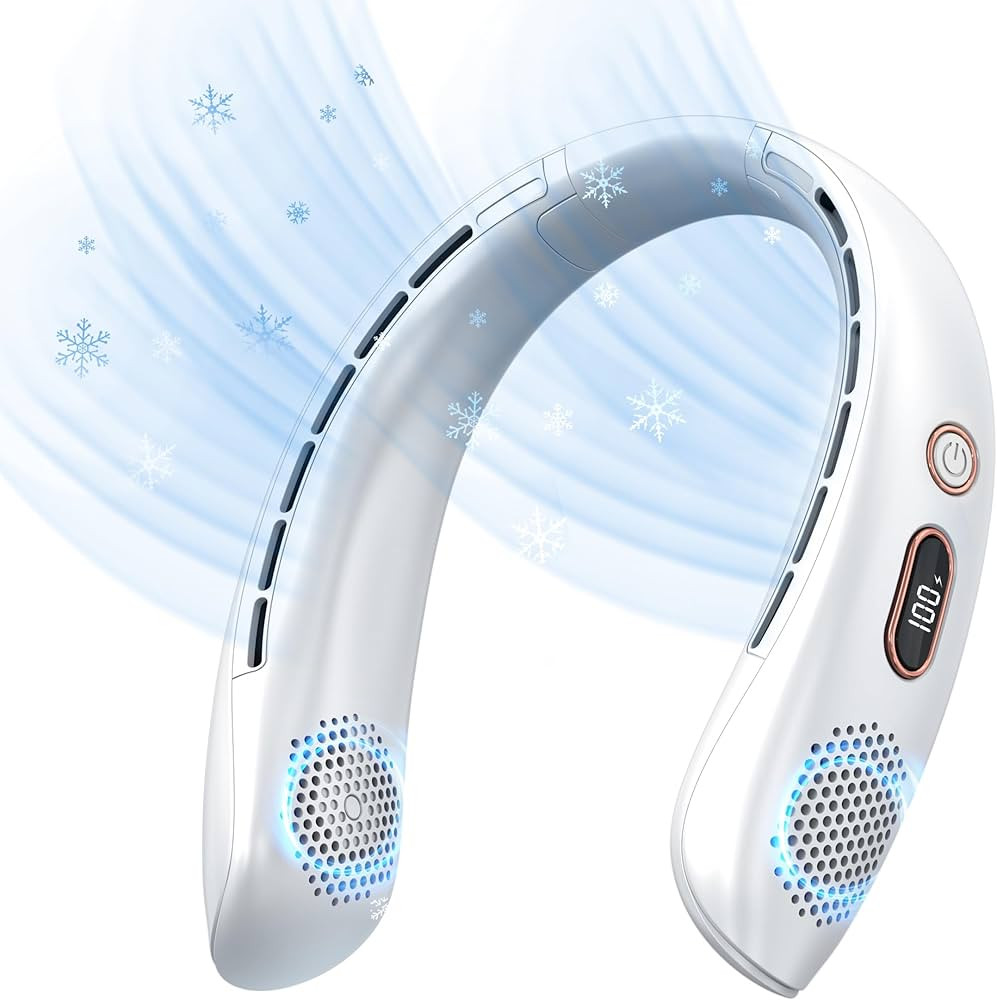 VEKK Neck Fan, Portable Bladeless Fan, 6000mAh Battery USB Rechargeable, LED Display, 360° Cooli... | Amazon (US)