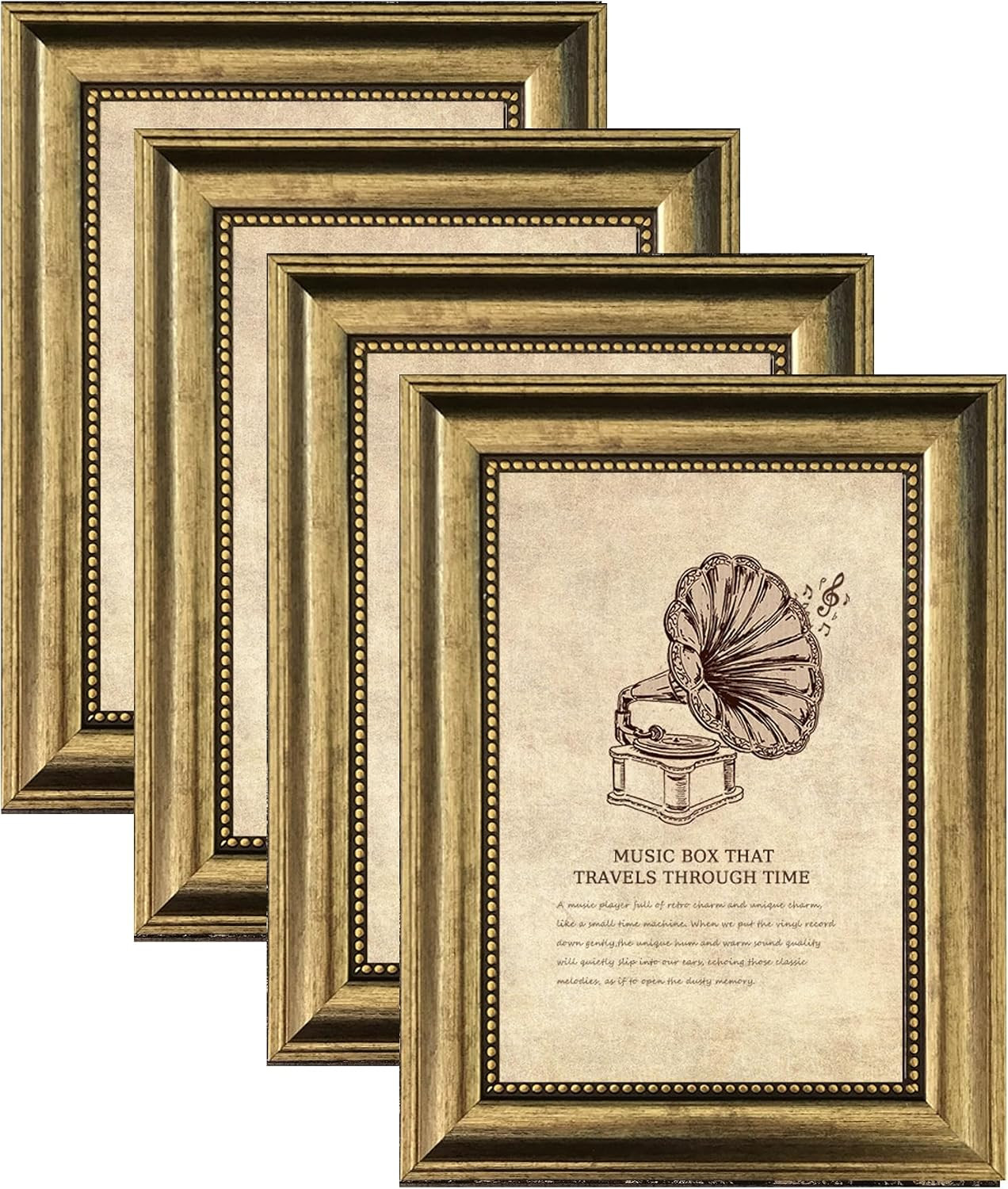 4x6 Picture Frame with Real Glass, 4 set Ornate Vintage Picture Frames for Wall or Tabletop Display, Gold 4 x 6 Frame for Wall home best gift | Amazon (US)