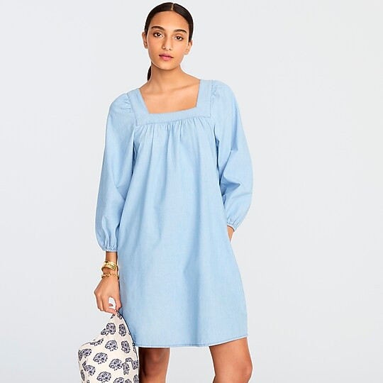 Squareneck chambray shift dress | J. Crew US