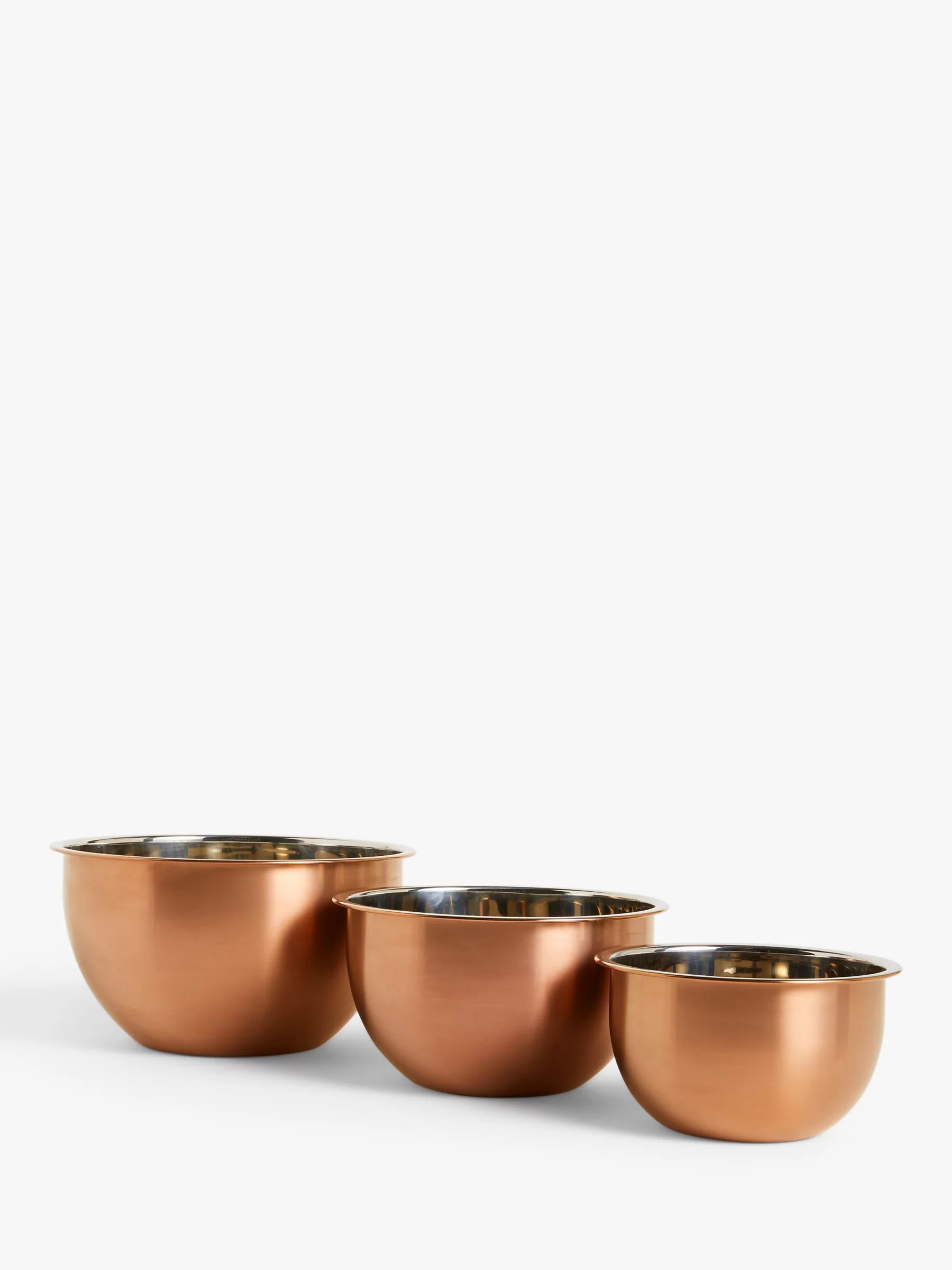 John Lewis Nesting Stainless Steel Mixing Bowls, Set of 3, Copper | John Lewis (UK)
