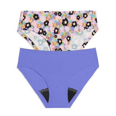 Kt by Knix Girls' 2pk Ultra Thin Leakproof Bikini Period Underwear - Blue/Multicolor XL | Target