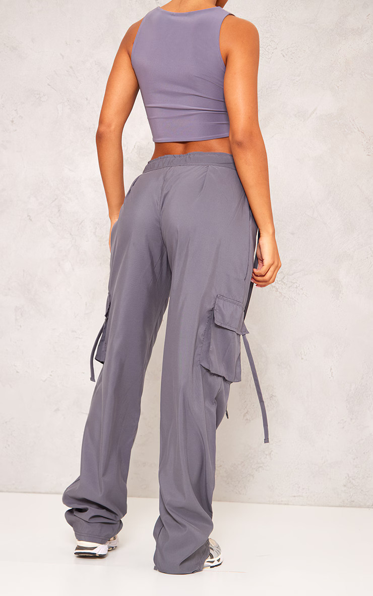 Dark Grey Lightweight Shell Low Rise Cargo's | Pretty Little Thing (Australia & New Zealand)