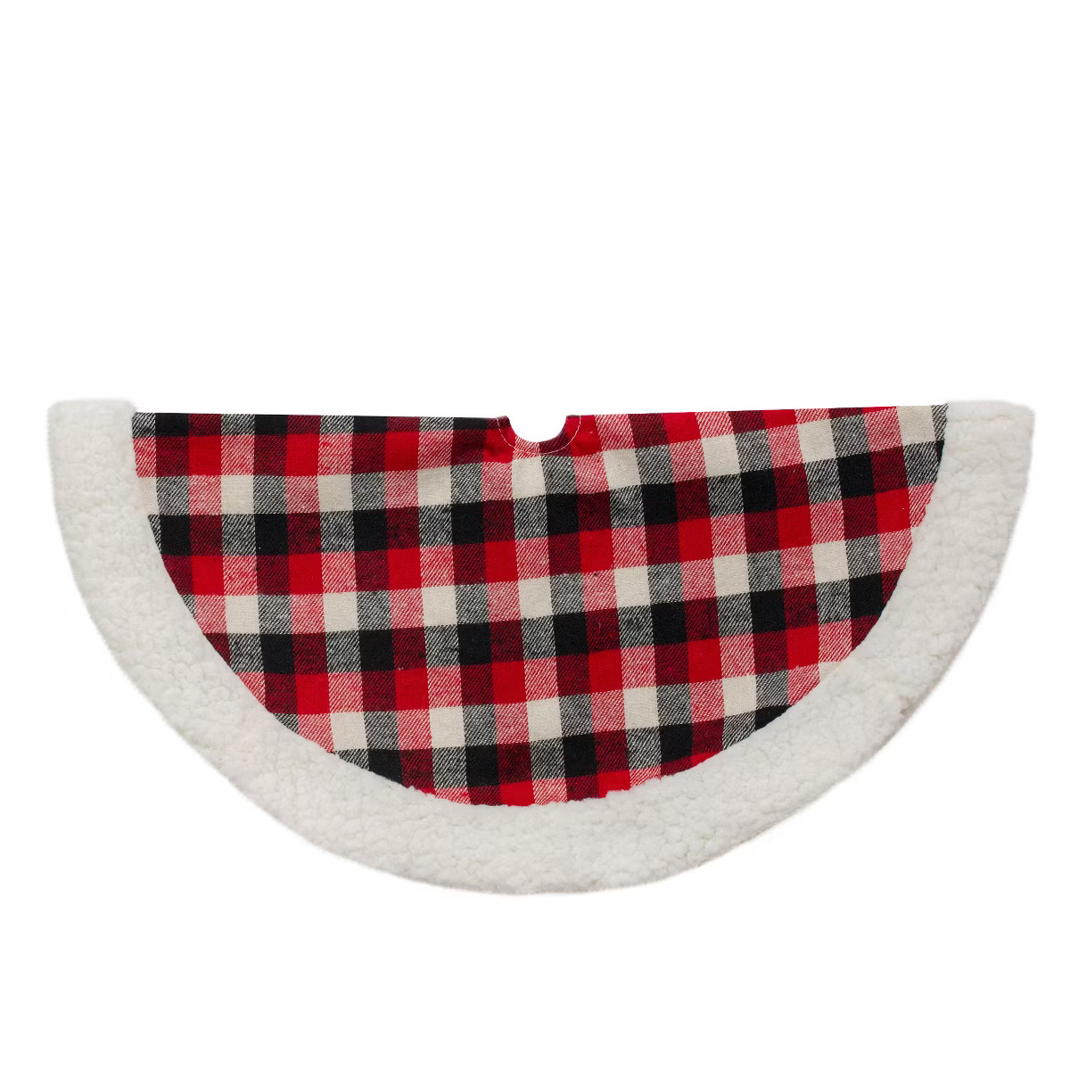 Northlight 20-Inch Red, Black, and Ivory Plaid Mini Christmas Tree Skirt with High Pile Fleece Tr... | Target