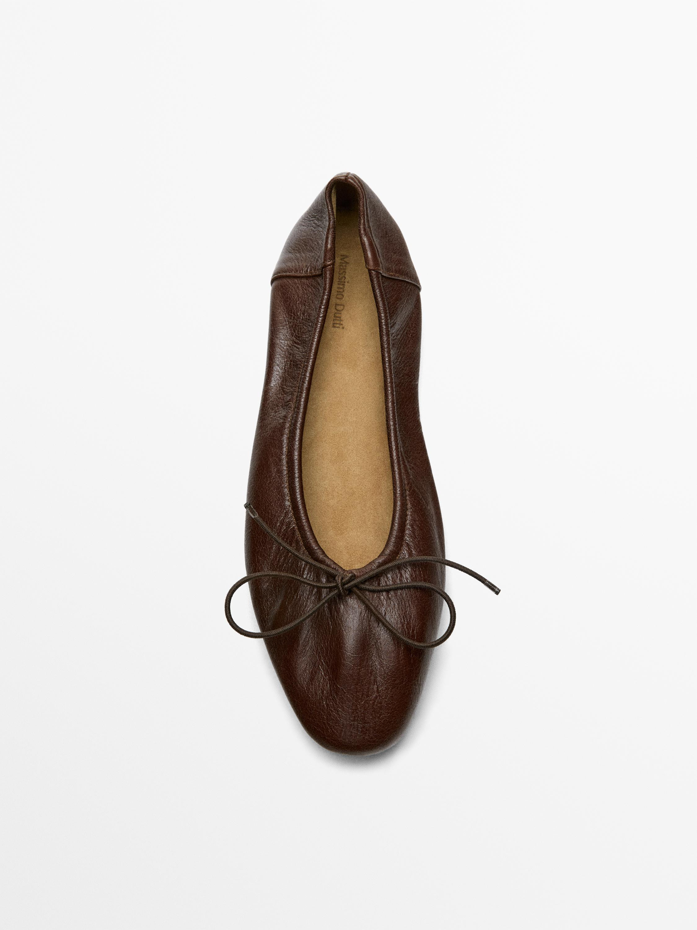 Gathered ballet flats with bow | Massimo Dutti UK