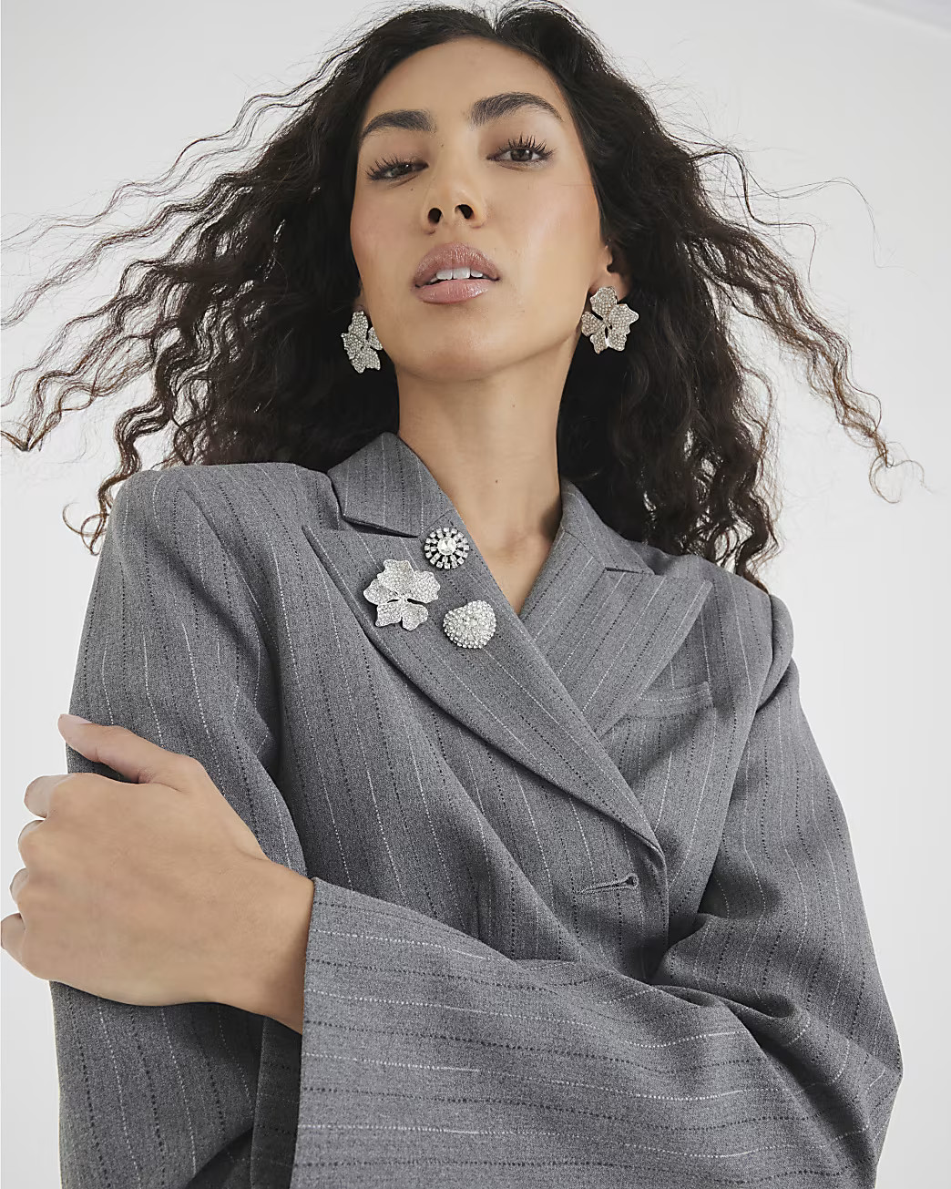 Silver Crystal Brooches Pack Of 3 | River Island UK & IE