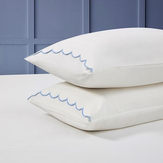 Peri Home Standard Queen Size Pillow Cases, 2 Pack, Breathable Soft 300 TC 100% Cotton with Embro... | Amazon (US)