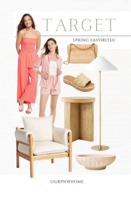 Spring fashion and home favorites at Target 🎯 

Pink jumpsuit, linen set, matching set, summer fashion, summer outfit, summer looks, raffia sandals, resort wear, handbag, crossbody, clutch, summer purse, summer shoes, gold floor lamp, brass floor lamp, neutral home, Target fashion, Target home, decorative bowl, armchair, accent chair, round end table, side table, neutral accent table

#LTKSeasonal #LTKStyleTip #LTKHome