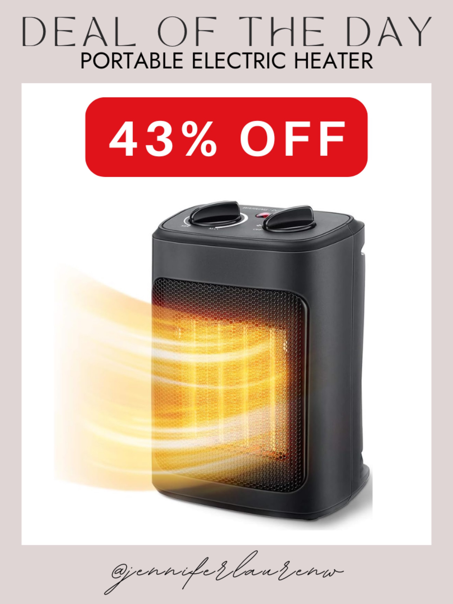 Stay cozy this winter without breaking the bank! This 1500W portable space heater is your perfect companion for chilly days, featuring fast PTC ceramic heating, adjustable thermostat, and fan modes for year-round comfort. And guess what? It’s 43% OFF today on Amazon!  Don’t miss out! #WinterReady
#AmazonDeals #SpaceHeater #WinterEssentials #CozyVibes #HomeComfort #StayWarm #BudgetFinds #AmazonFinds #HeatItUp #MustHave



#LTKHome #LTKSaleAlert #LTKSeasonal