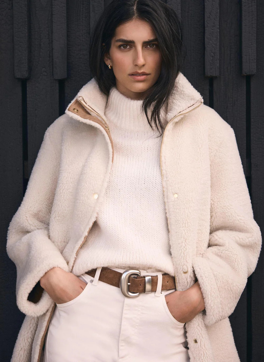 Cream Borg Parka Coat | Mint Velvet