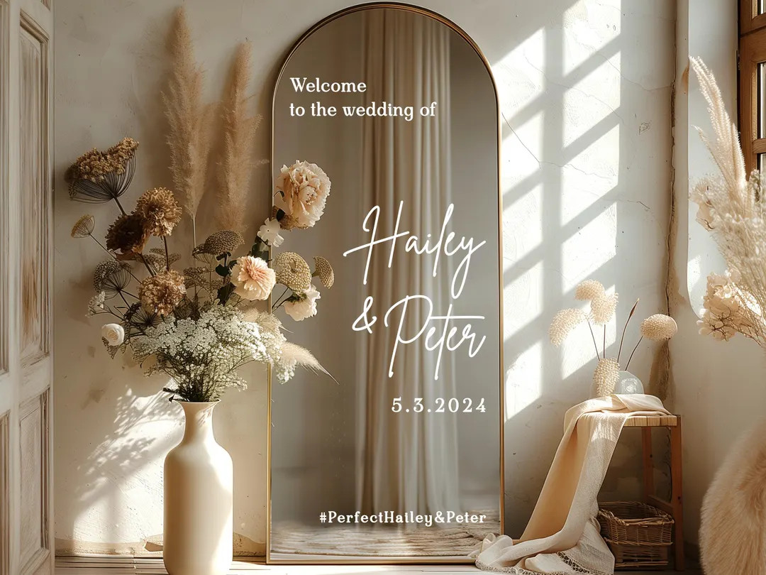 Custom Wedding Mirror Decal, Shower, Parties, Events, Personalized Welcome Sign, Personalized Vin... | Etsy (US)