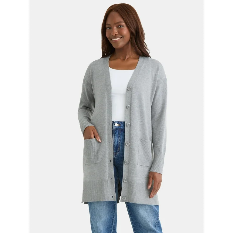 Time and Tru Women’s Button Front Cardigan, Sizes XS-3XL | Walmart (US)