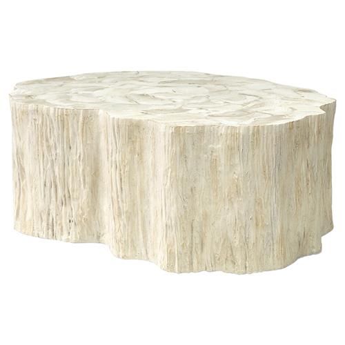 Palecek Camilla Coastal Beach White Inlaid Fossilized Clam Oval Coffee Table | Kathy Kuo Home