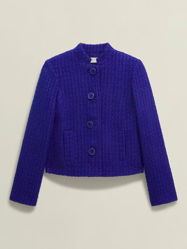 HobbsKhloe Tweed Wool Blend Jacket, Cobalt | John Lewis (UK)